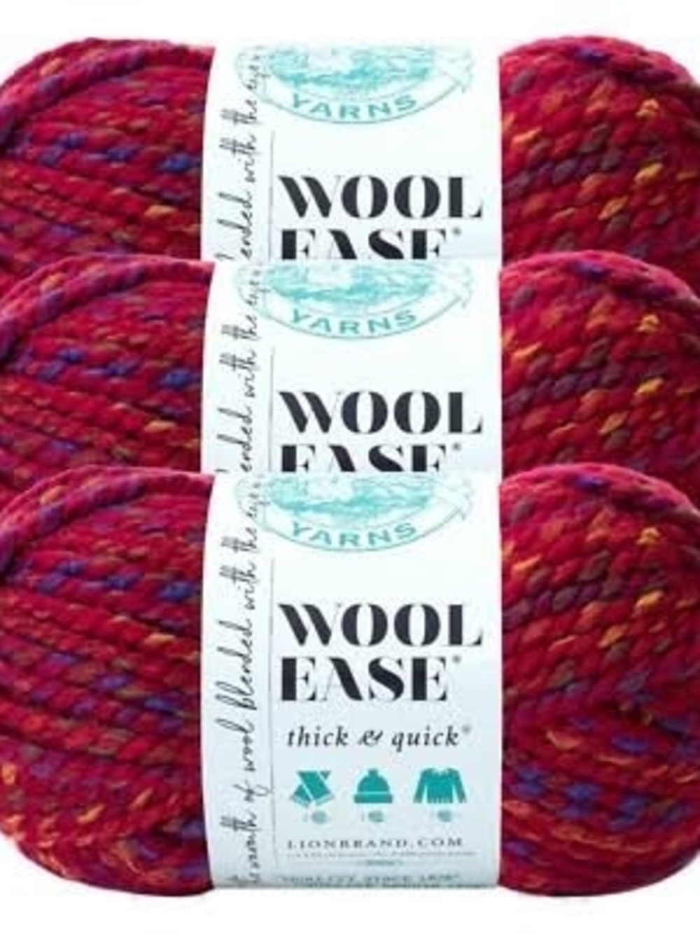 Lion Brand Wool-Ease Thick & Quick Campfire Yarn Lot of 3 Skeins